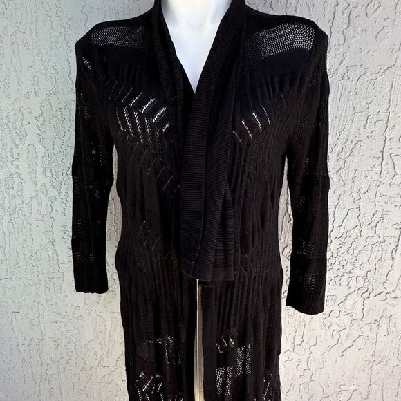 White House Black Market Open Cardigan  Black S EUC - Picture 1 of 4